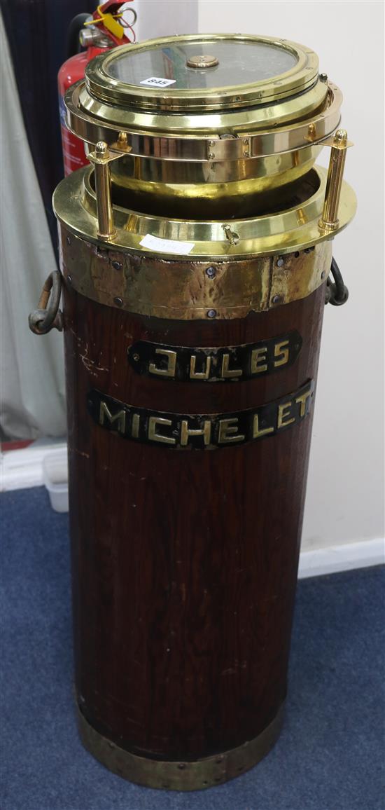 A French antique binnacle base from a cut down mast of a clipper ship W.36cm